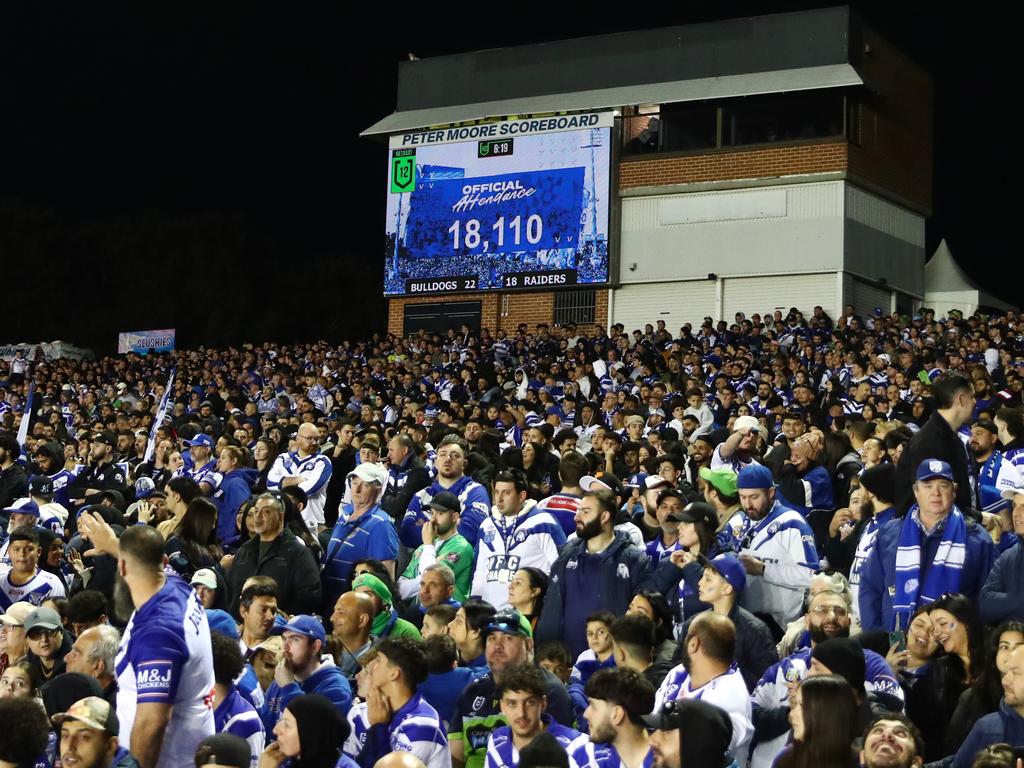 Canterbury fans turned out in force at Belmore against the Raiders. Picture: NRL Imagery