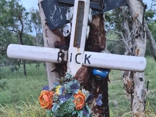 The Department of Transport and Main Roads is looking for the owner of this roadside memorial at Bowen. Picture: Facebook