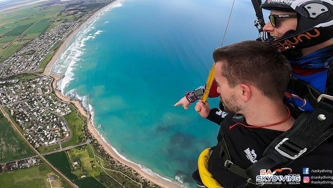 SA Skydiving doing tandem jumps over the Fleurieu Peninsula. Picture: SA Skydiving