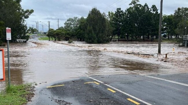 Flooding at Laidley Creek, west of Brisbane, on Tuesday. Picture: Facebook/Allison Louise Smith
