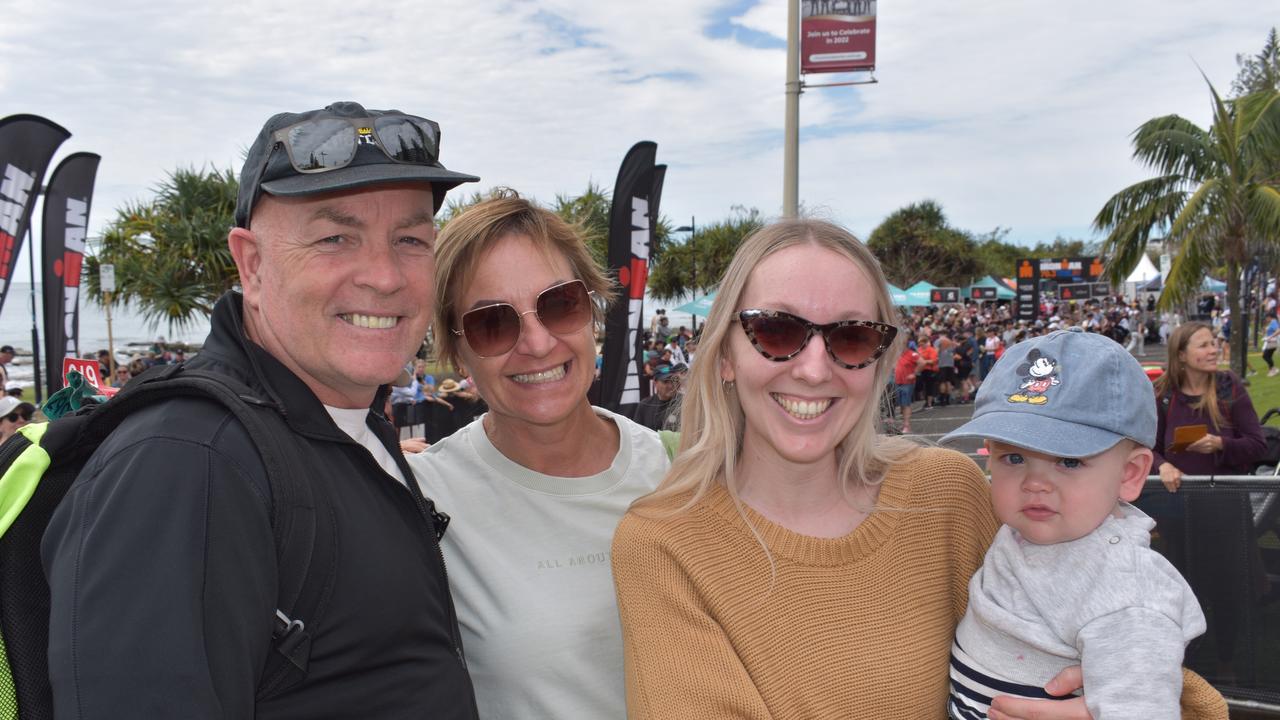 Brittany Lennox, Jeanette Lennox and Bobby Lennox at the Sunshine Coast Ironman 70.3 at Mooloolaba 2022.