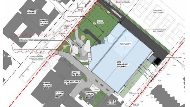 The Hutchins School has lodged a development for a new 