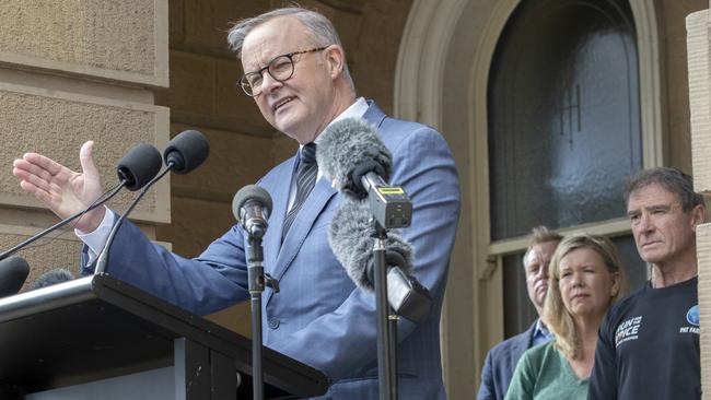 A passionate Prime Minister Anthony Albanese spruiks the Voice. Picture: Chris Kidd