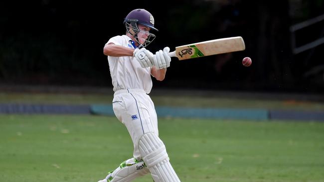 Nudgee COllege old boy, batsman Daniel Seaton, in full cry. Picture, John Gass