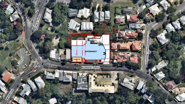 Aerial view of where the proposed Coles small format store would go.