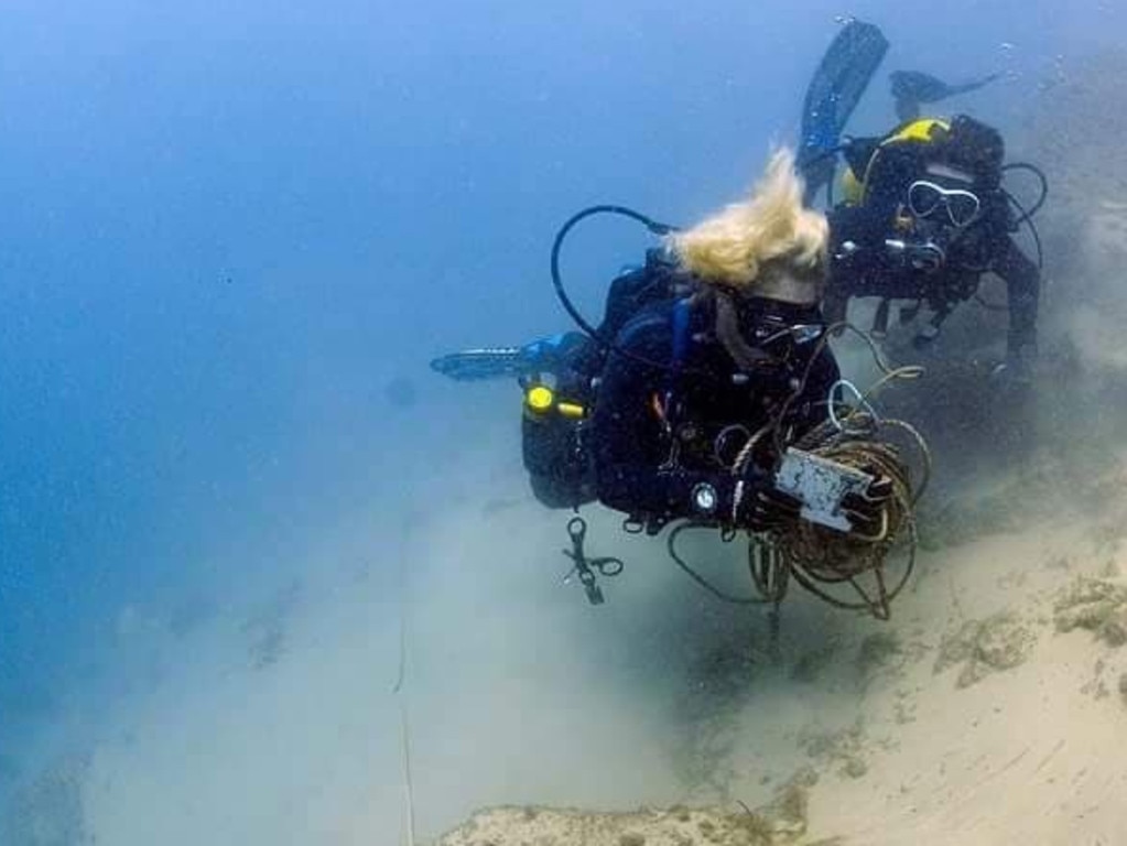 Environmental divers clean up the Gold Coast Seaway. This year they removed 1.75 tonnes from the waterways. Picture: Ian Banks