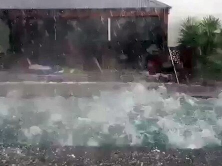 Hail smashes into a Warrandyte swimming pool.