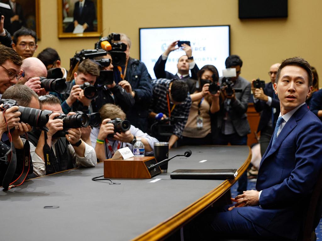 TikTok chief Shou Zi Chew at the congressional hearing. Picture: AFP