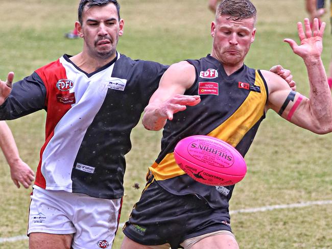 EDFL footy: Westmeadows v West Coburg. Dean Clare Westmeadows Tigers. Picture: Aaron Cook