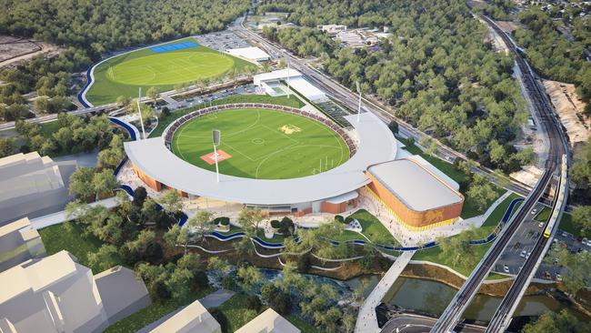 An artist’s impression of the new Springfield stadium. Construction is under way and should be complete by late next year.