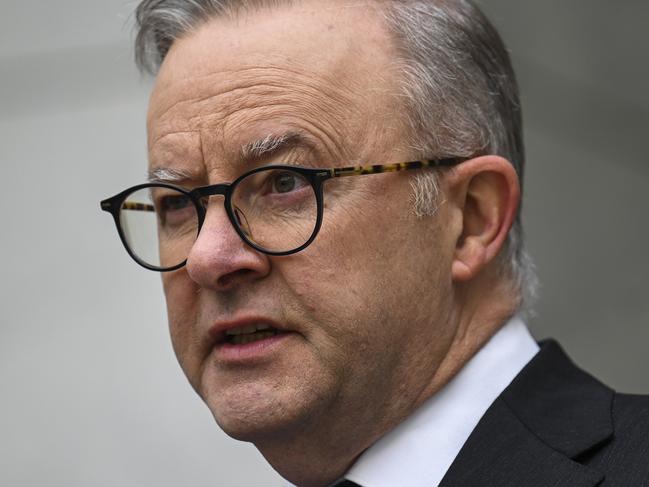 NEWCASTLE, AUSTRALIA, NewsWire Photos. JUNE 12, 2023: Prime Minister Anthony Albanese makes a statement on the bus crash in the Hunter Valley at Parliament House in Canberra . Picture: NCA NewsWire / Martin Ollman