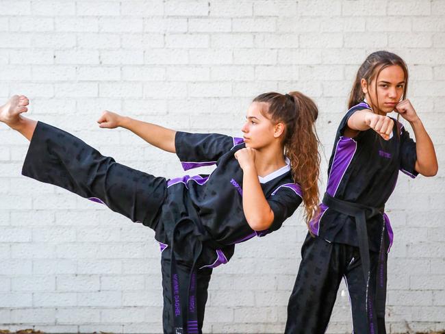 The sisters said martial arts had boosted their confidence. Picture: Angelo Velardo