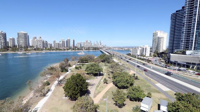 The woman’s body was found around Sundale Bridge at Broadwater Parklands this morning. Picture: Richard Gosling