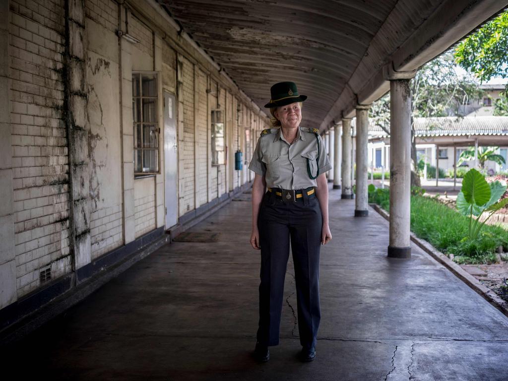 First Albino female prisons officer Nomatter Mashaire, 32, at the Zimbabwe Prisons and Correctional Services (ZPCS) headquarters on 22 February 2018 in Harare, Zimbabwe. Picture: AFP