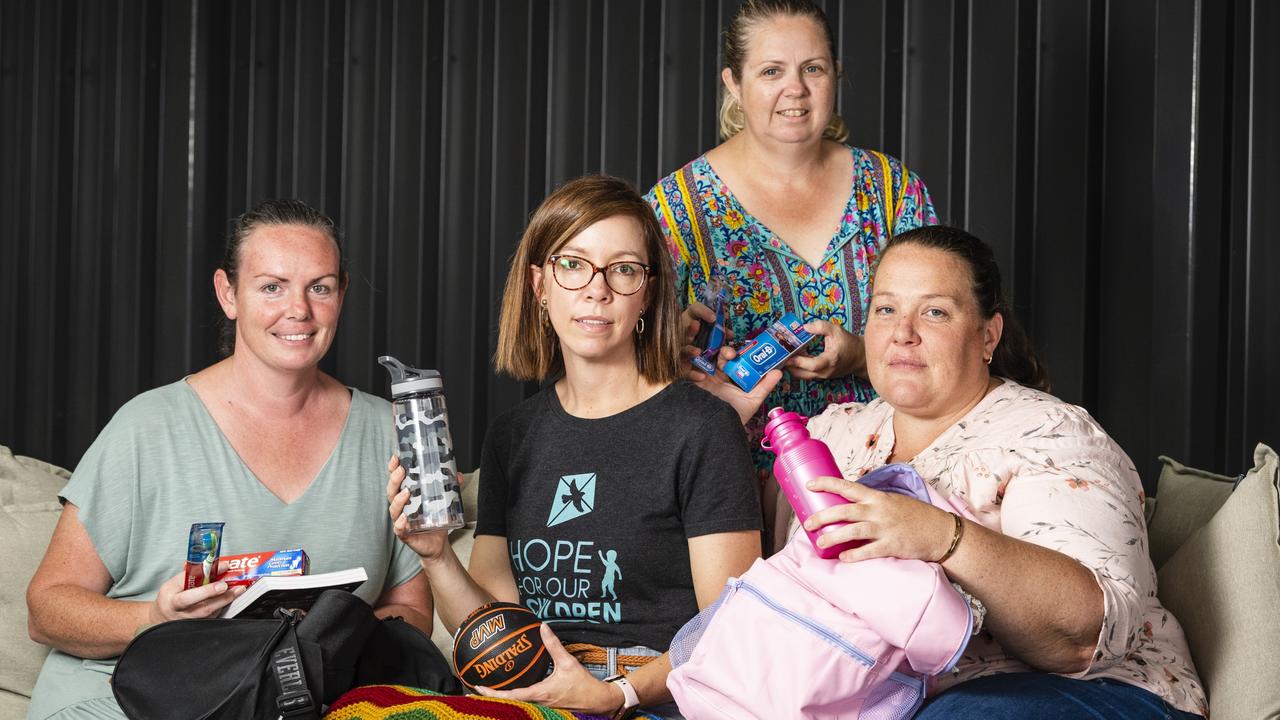 Selena Protheroe (centre) of Hope for Our Children with foster mums (from left) Ingrid, Jodie and Dominique. Picture: Kevin Farmer