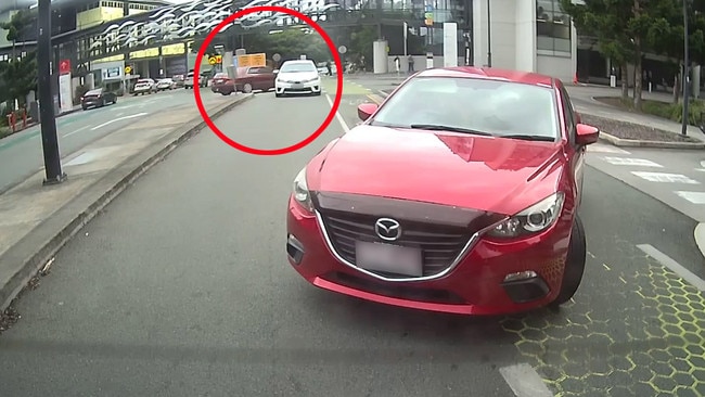 Dashcam footage of a crash outside Gold Coast University Hospital.