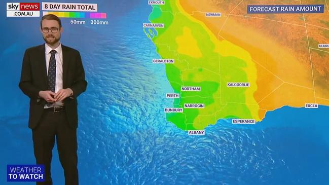 The eight day rain total for Western Australia. Picture: Sky Weather