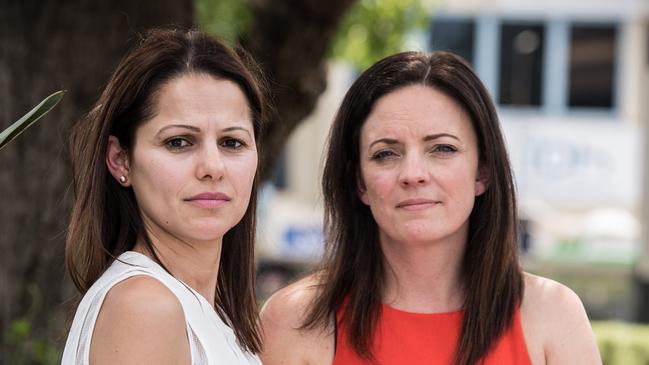 Lindsay Labor MP Emma Husar and domestic violence victim Angela Zena Hadchiti. Picture: Wolter Peeters/The Sydney Morning Herald.