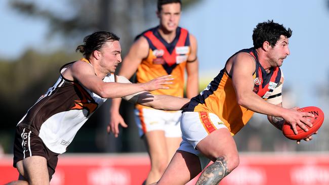 East Keilor and Craigieburn do battle in the 2019 Division 1 grand final. Picture: Andy Brownbill