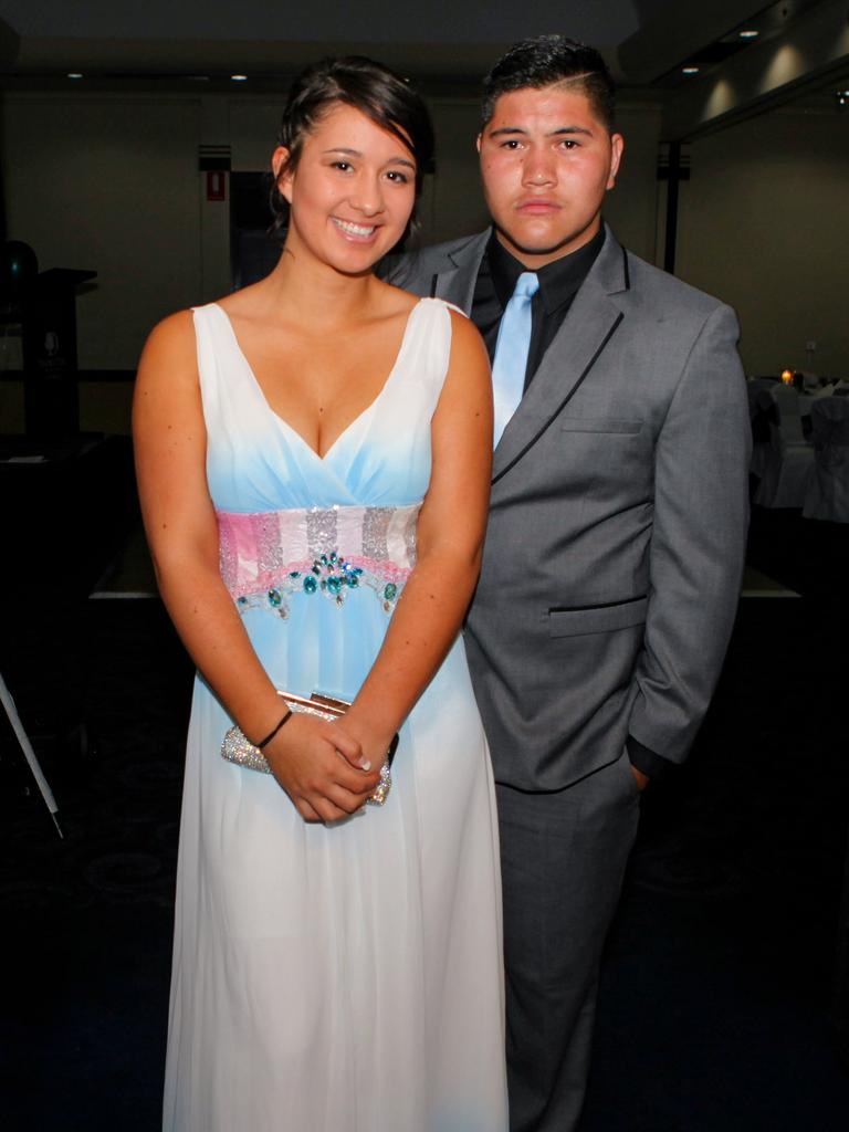 Brandy Bryers and Toa Ford at the 2013 Centralian Senior College formal at the DoubleTree by Hilton. Picture: NT NEWS