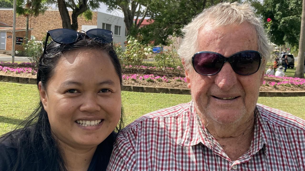 Nam and Gilbert Thornley at the Gympie Anzac Day 2023 march and ceremonies.