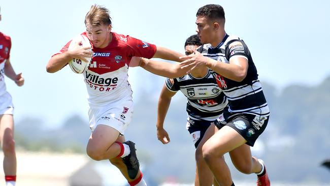 Redcliffe Dolphins player Drew Timms made lots of Meninga Cup tackles. Picture, John Gass