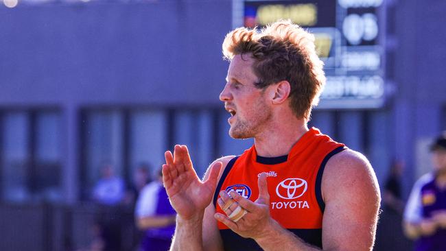 Crows veteran Rory Sloane during their pre-season clash against Fremantle in Western Australia. Picture: Crows FC