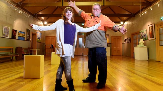 Jess Ryan and Tony Rains from the Boilerhouse Theatre Company inside the Boilerhouse Community Arts Centre gallery space, which will be their temporary space for two upcoming shows. Picture: Kylie Else