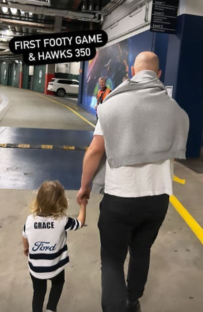 Gary with daughter, Grace, at her first MCG game. Picture: Instagram.