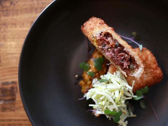 The Alliance Hotel’s crispy ham hock. Picture: AAP/Image Sarah Marshall