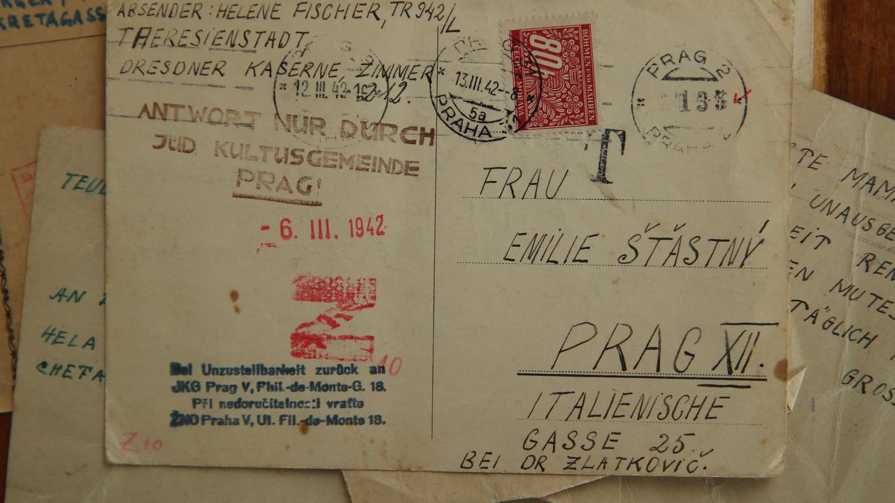 Pictured are some very old wartime letters sent from the Theresienstadt Ghetto to Prague by Eva Fischer, Helene Fischer, Maria Fischer and Friedrich Perger. These were used as inspiration for author Suzanne Leal's novel The Deceptions. Picture: David Swift.