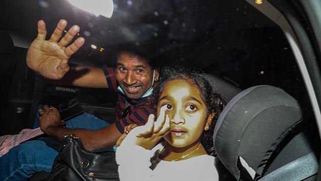 Nades Murugappan and daughter Kopika arrive in Perth last week. Picture: Colin Murty