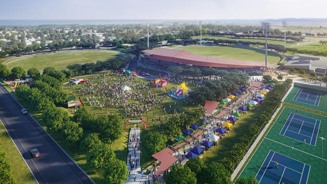 ARENA PROJECT: An aerial view of the Great Barrier Reef Arena. Picture: Cox Architecture