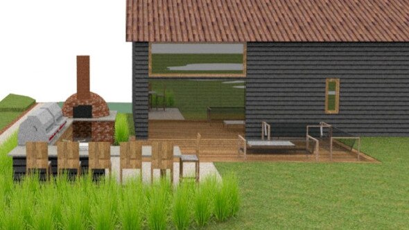 This outdoor kitchen is the latest addition to Sheeran’s already huge countryside ‘village’. Picture: SWNS/Mega