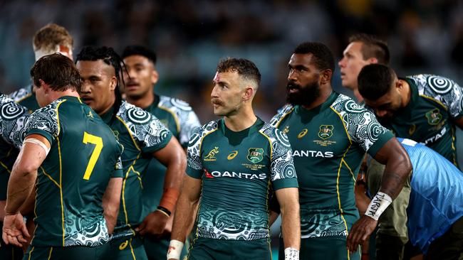 The Wallabies had no answer to the All Blacks, slumping to a historic loss. Picture: Cameron Spencer/Getty Images