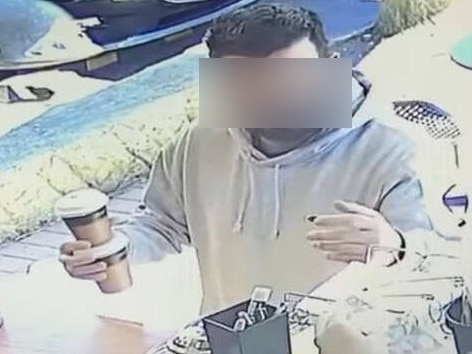 Still from CCTV footage showing a man who threw coffee at a cafe worker from Soul Bowl in Rosehill. https://www.instagram.com/p/Cekr0LThc_7/