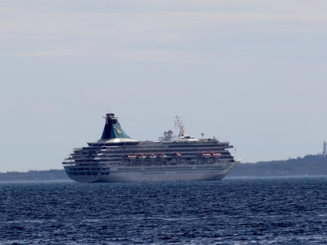 Foreign cruise ship MV Artania anchored off Fremantle on Wednesday. Picture: Colin Murty