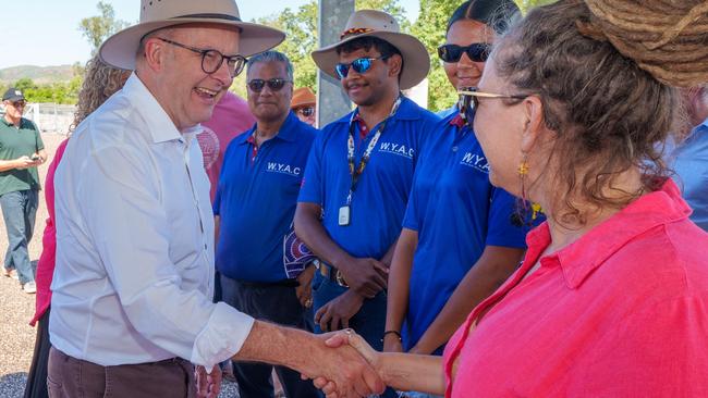 Anthony Albanese meets residents of Kununurra in the WA Kimberley on Thursday. Picture: PMO