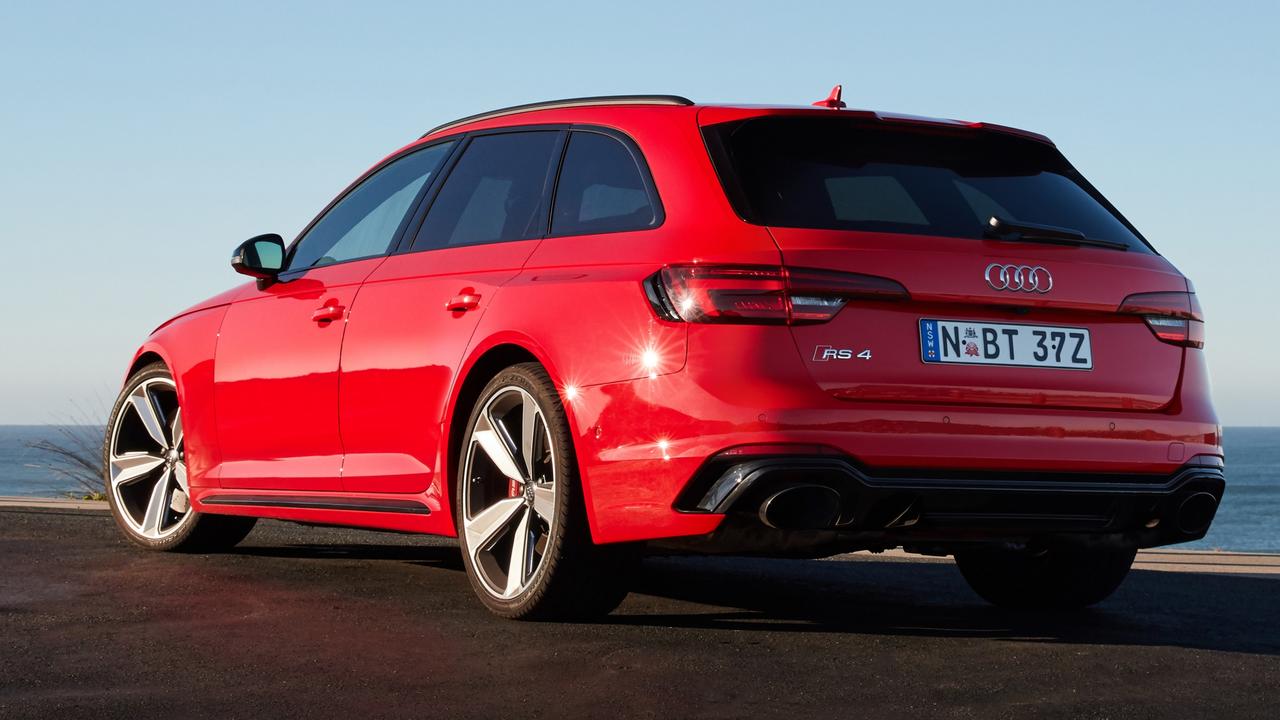 The Audi RS4’s bulging fenders are 30mm wider each side compared to the standard A4 wagon. Picture: Supplied.