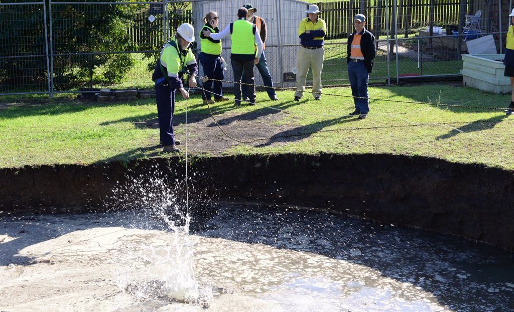 Day two of sink hole drama from at Basin Pocket. Picture: Rob Williams