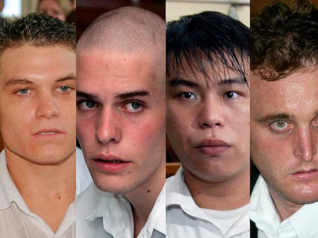 Bali Nine members Scott Rush, Matthew Norman, Si-Yi Chen, Martin Stephens, and Michael Czugaj . Picture: Supplied