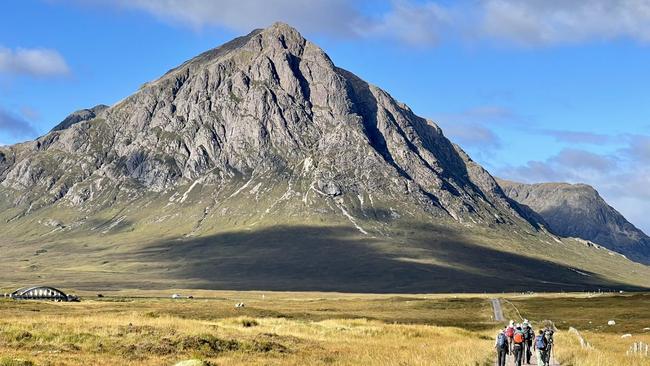 Hiking in Glencoe in the Scottish Highlands.