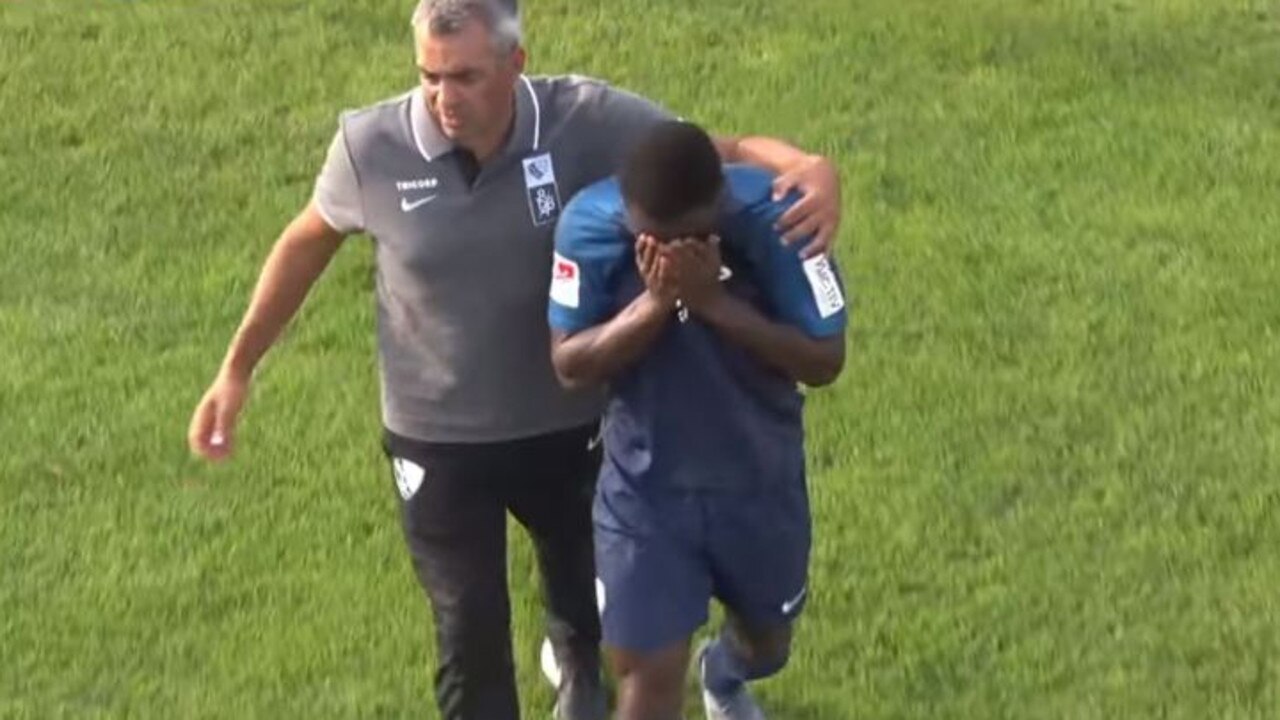 Jordi Osei-Tutu was left in tears, storming off the pitch after suffering racial abuse