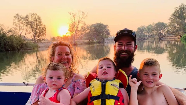 The Grant family have been forced to fly back to Albury after their car was stolen from a Cairns caravan park on Sunday. Amy, Lahni, Tanner, Christopher and Darcy Grant during a happier time. Picture: Supplied