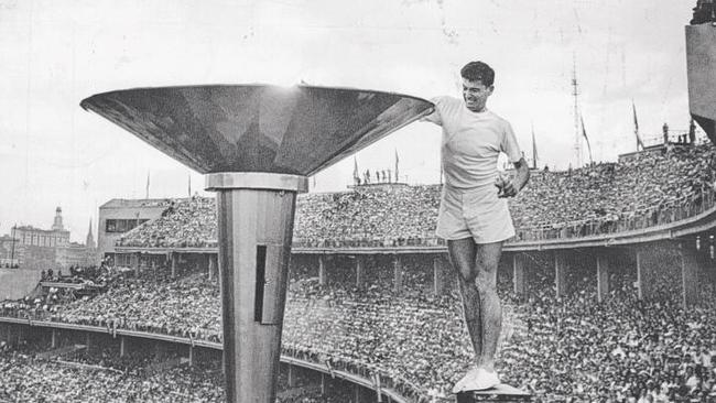 The Olympic flame at the Melbourne games.