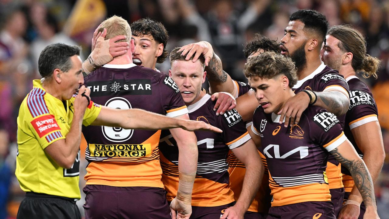 The Broncos are scoring tries at will. (Photo by Bradley Kanaris/Getty Images)