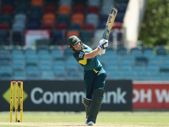 Despite making just 10, Alyssa Healy went past 6000 international runs – becoming just the fourth Australian to do so. Picture: Mark Metcalfe/Getty Images