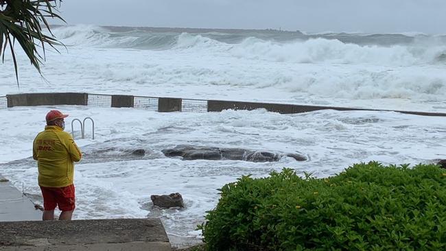 Rough seas and high tides at Yamba Main Beach on Monday, January 3.