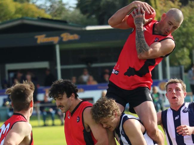 Ardrossan's Michael Hobbs takes hanger playing for the YPFL. Picture: Facebook