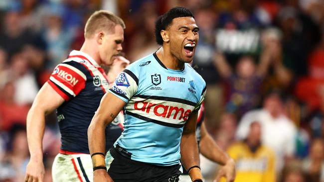 Ronaldo Mulitalo has agreed to a new deal to remain at Cronulla until the end of 2028. Picture: Chris Hyde/Getty Images